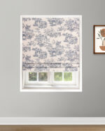 French Toile - Steel Blue Roman Shades