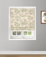 French Toile - Sea Green Roman Shades