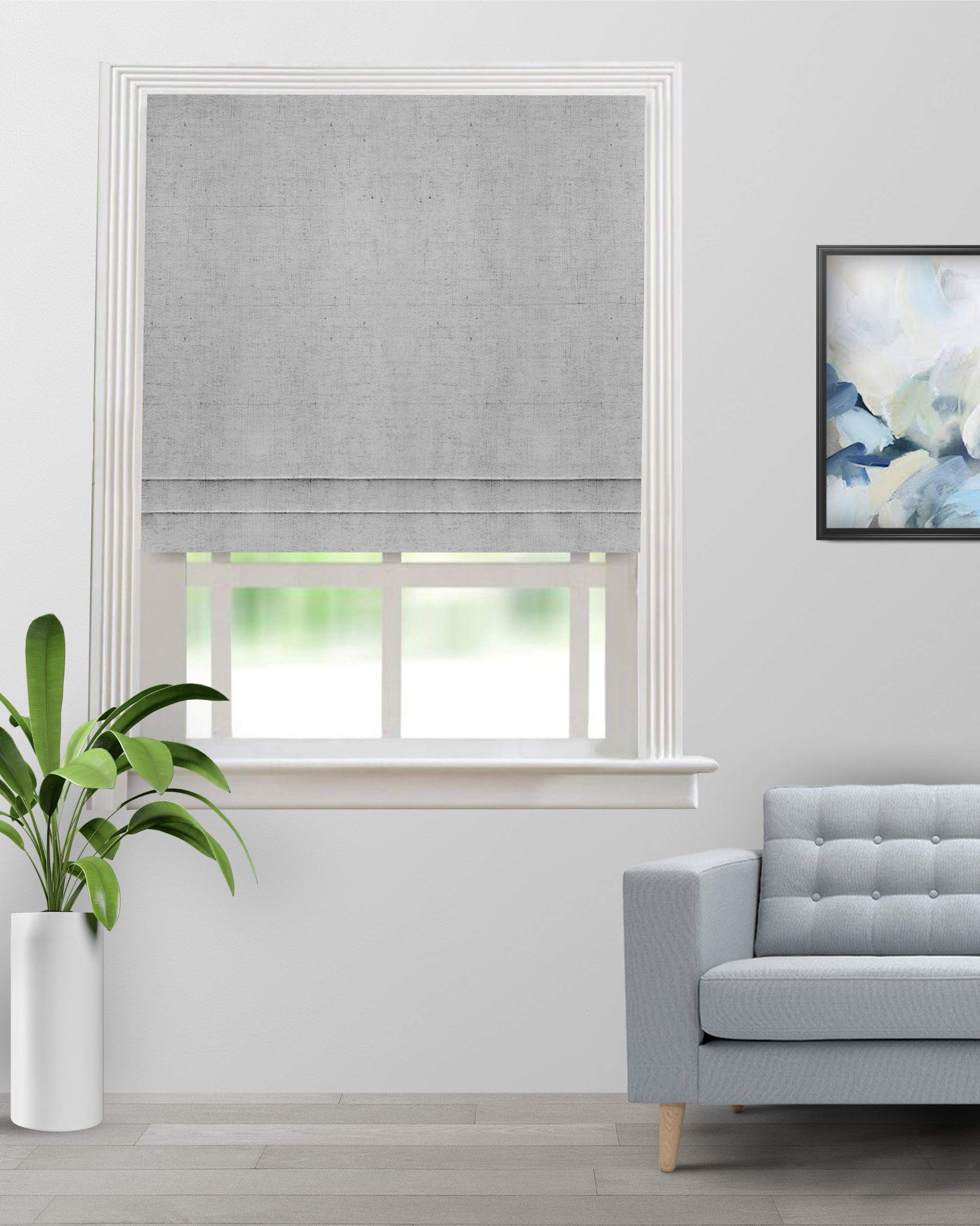 Sand-Texture-Gray-Roman-Shade-image-scaled-1.jpg Sand Texture - Gray Roman Shades - Image 1