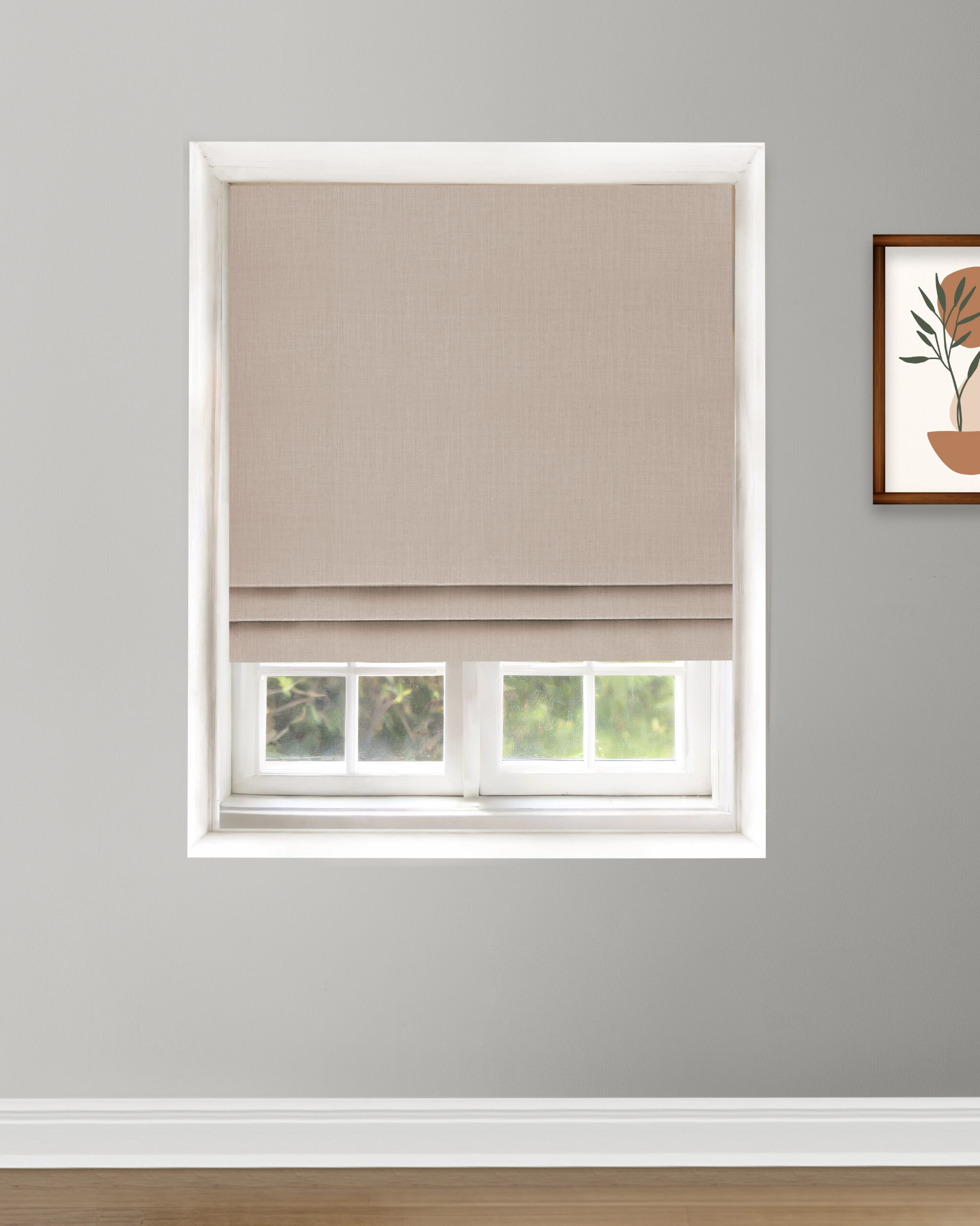 roman-shade-13-scaled-1.jpg Herringbone Plains - Bark Brown Roman Shades - Image 1