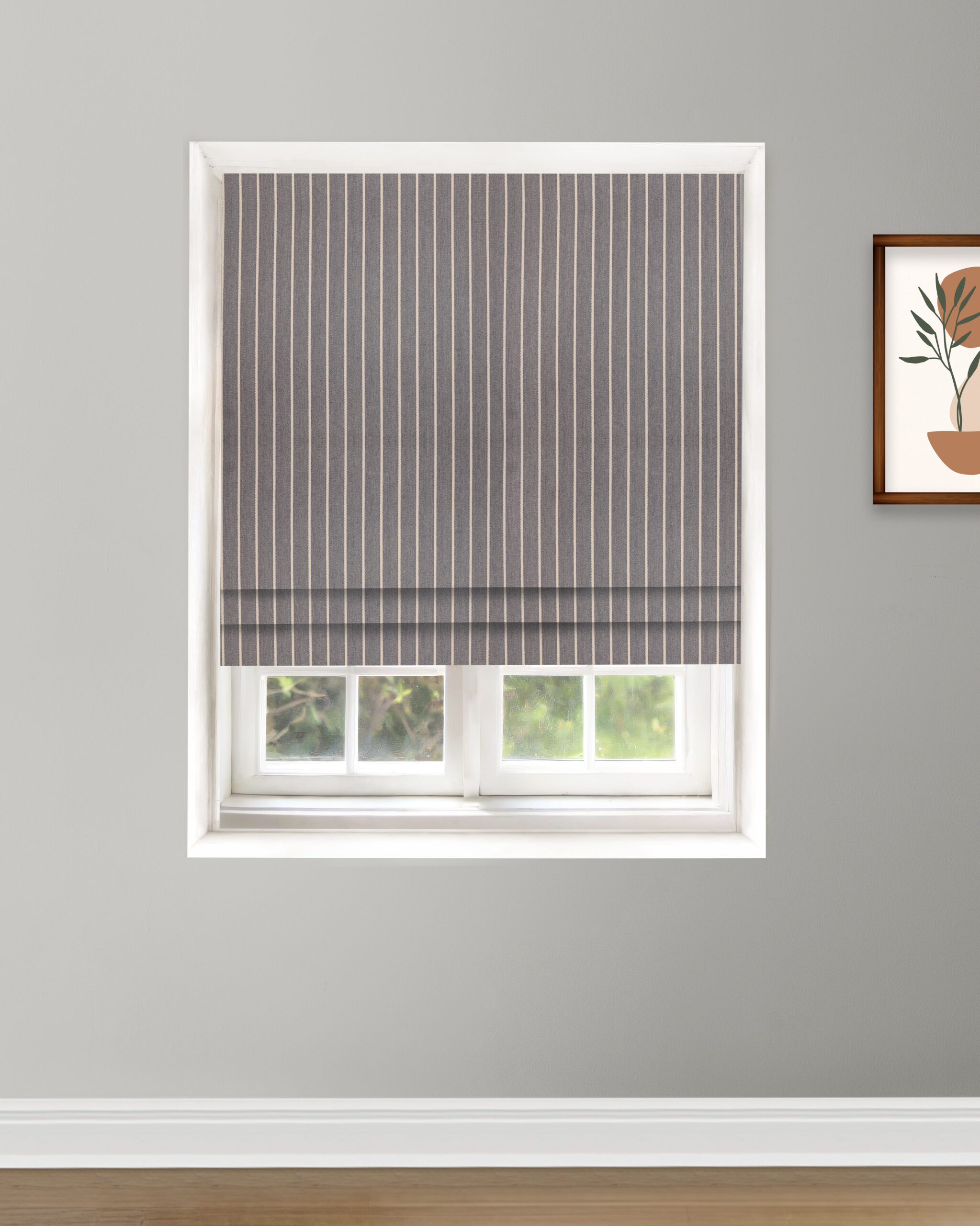 roman-shade-18-scaled-1.jpg Drought Stripes - Ash Gray Roman Shades - Image 1