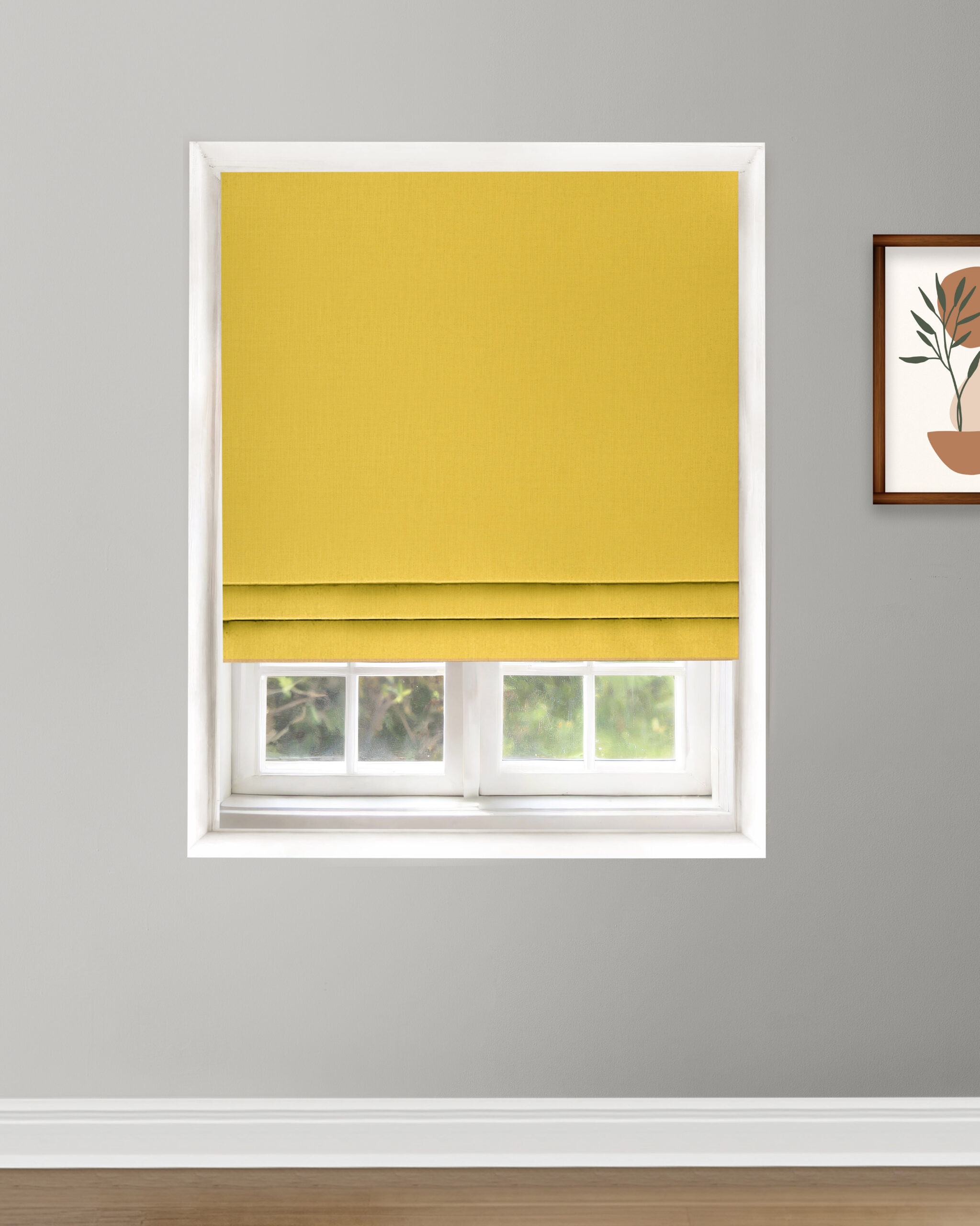 roman-shade-copy-scaled-1.jpg Herringbone Plains - Mineral Yellow Roman Shades - Image 1