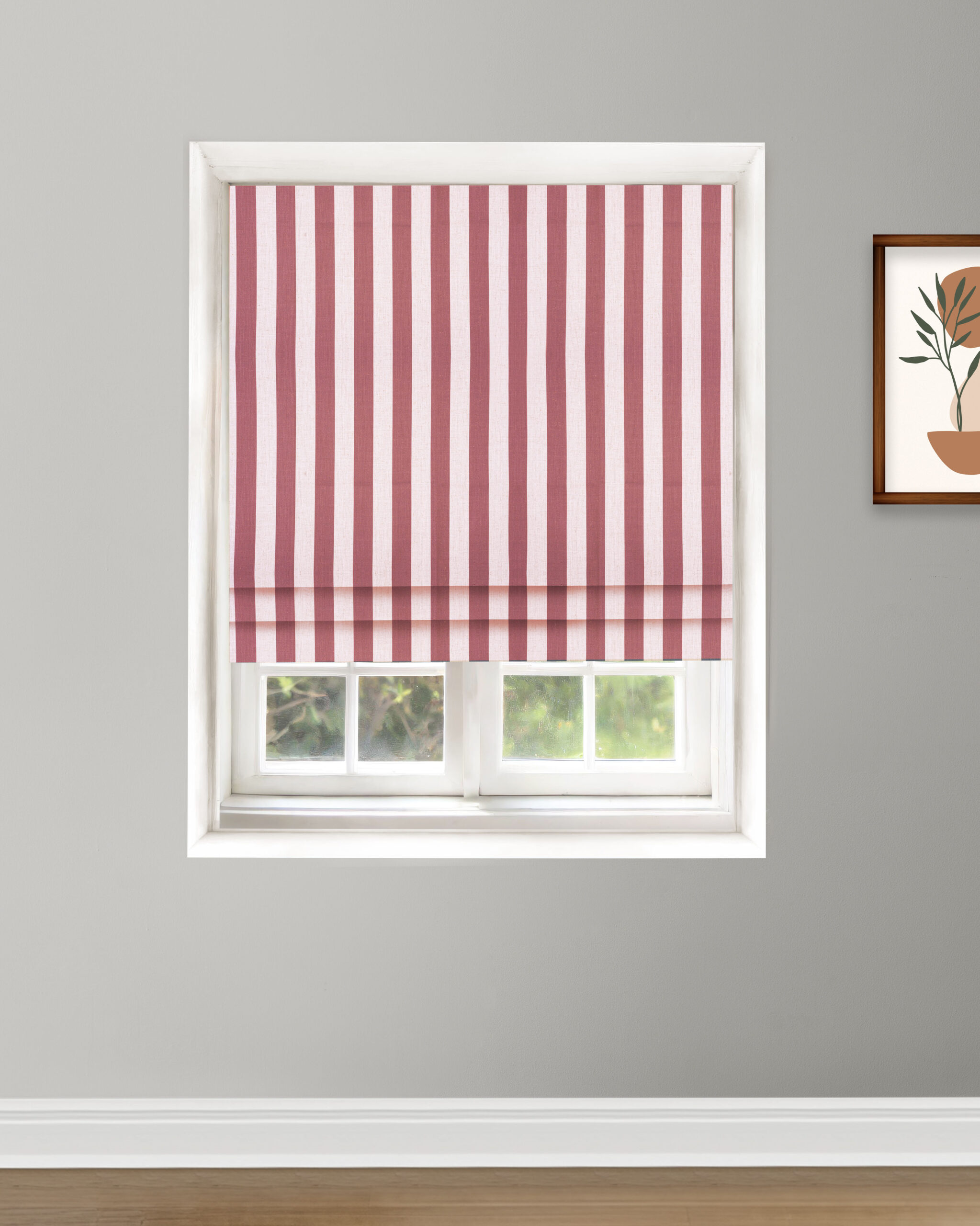 romanshades-5-scaled-1.jpg Vintage Linen Stripes - Misty Rose Roman Shades - Image 1