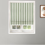 Vintage Linen Stripes - Khaki Green Roman Shades
