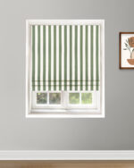 Vintage Linen Stripes - Khaki Green Roman Shades