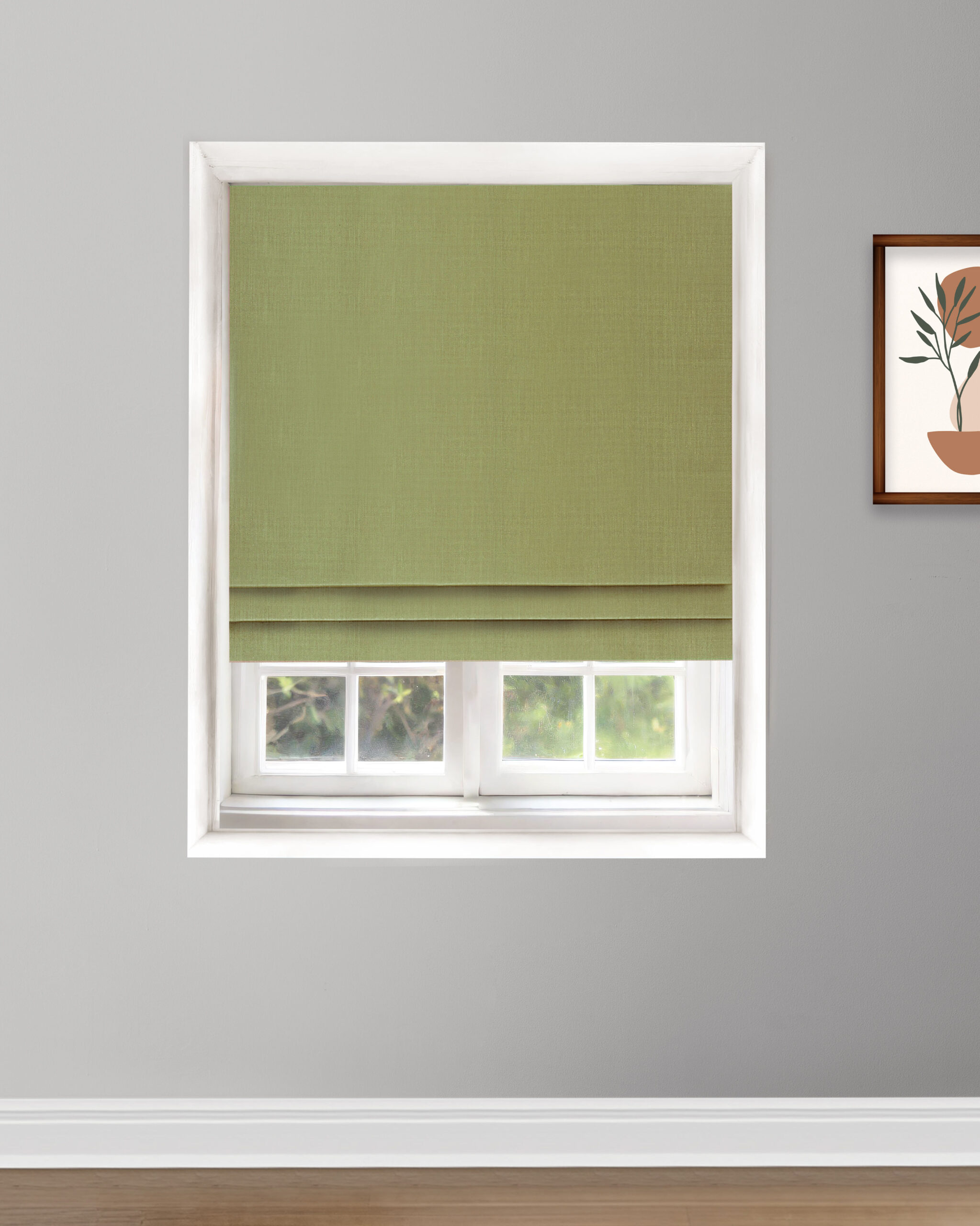 romanshades-7-scaled-1.jpg Herringbone Plains - Kiwi Green Roman Shades - Image 1